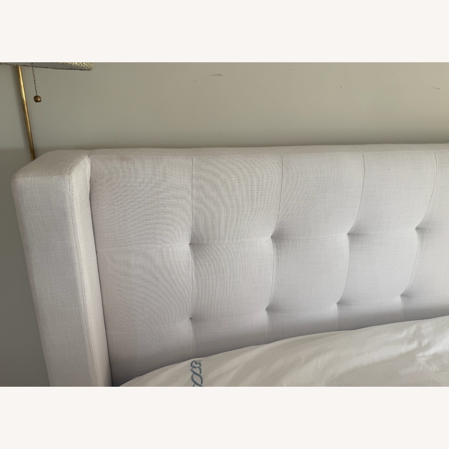 Restoration Hardware White Fabric Queen Bed - image-3