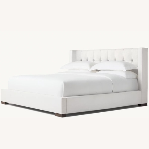 Used Restoration Hardware White Fabric Queen Bed for sale on AptDeco