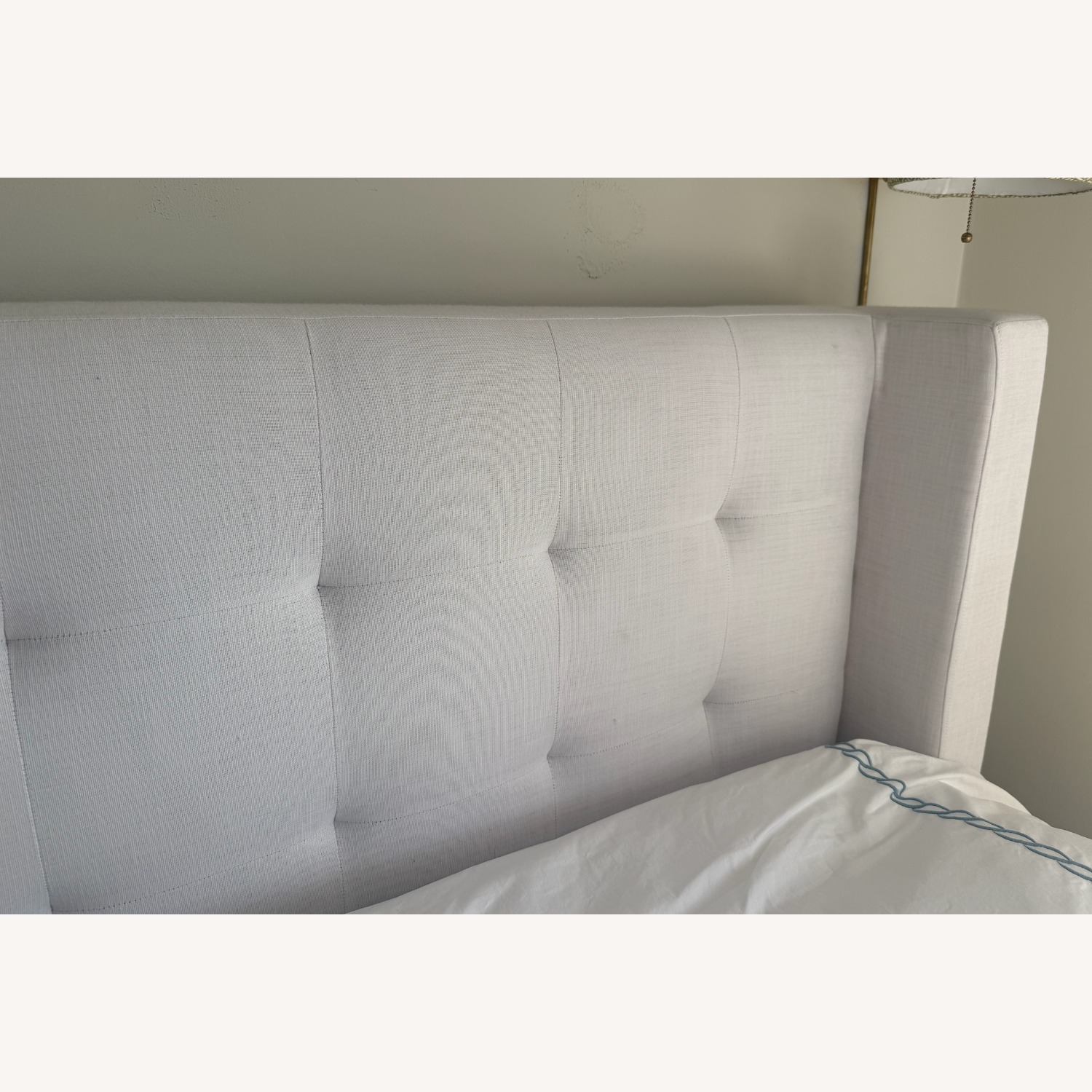 Restoration Hardware White Fabric Queen Bed - image-4