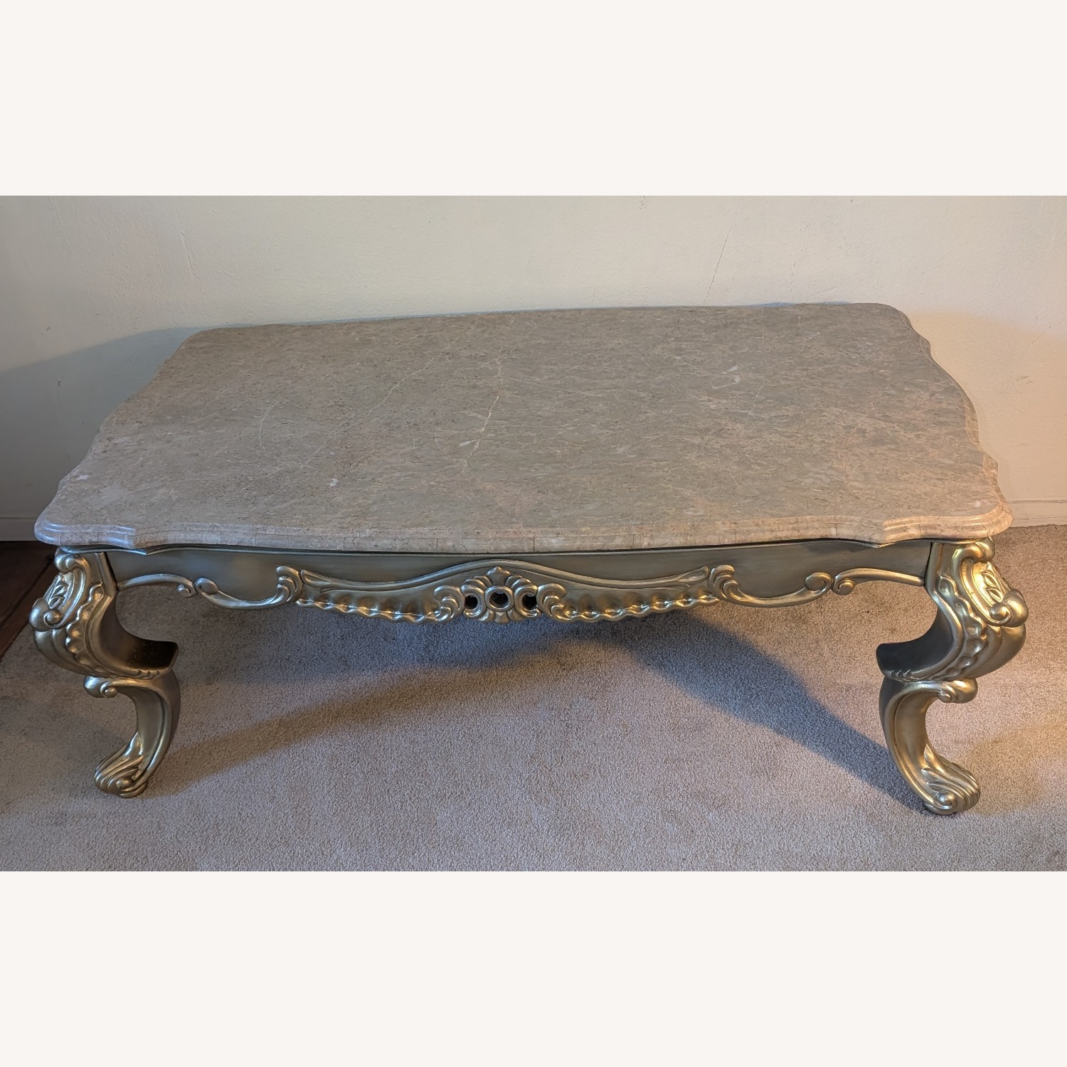 Marbled Cocktail Coffee Table Gold Finish - image-1
