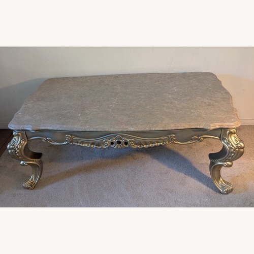 Used Marbled Cocktail Coffee Table Gold Finish for sale on AptDeco