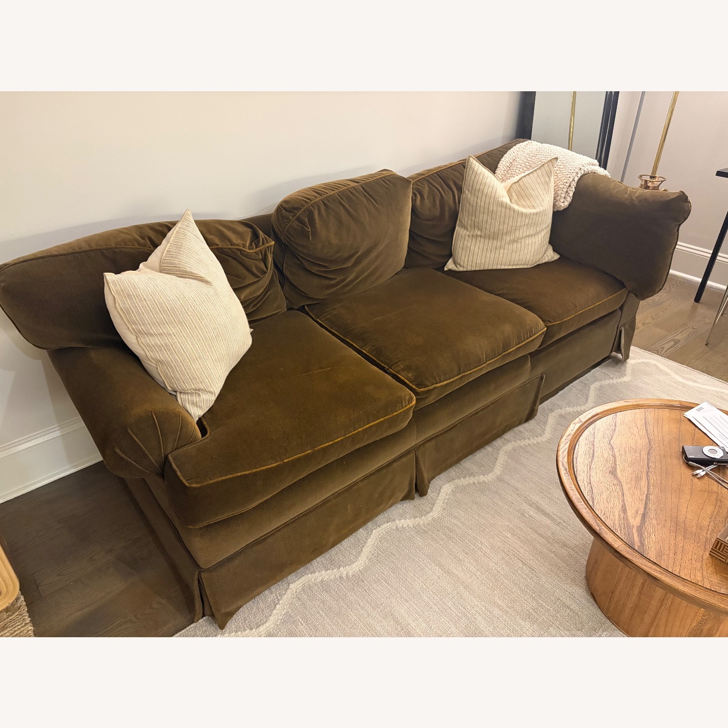 Brown Velvet Sofa - image-2