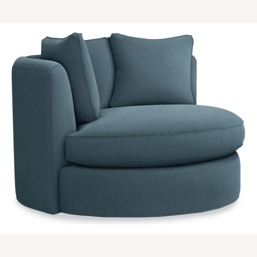 Used Room & Board Eos Swivel Chair Blue Fabric Chair and a Half for sale on AptDeco