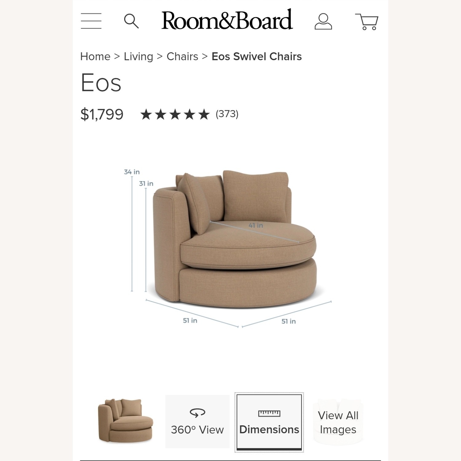 Room & Board Eos Swivel Chair Blue Fabric Chair and a Half - image-2