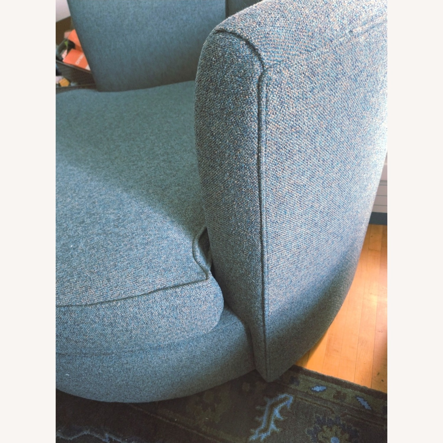 Room & Board Eos Swivel Chair Blue Fabric Chair and a Half - image-6