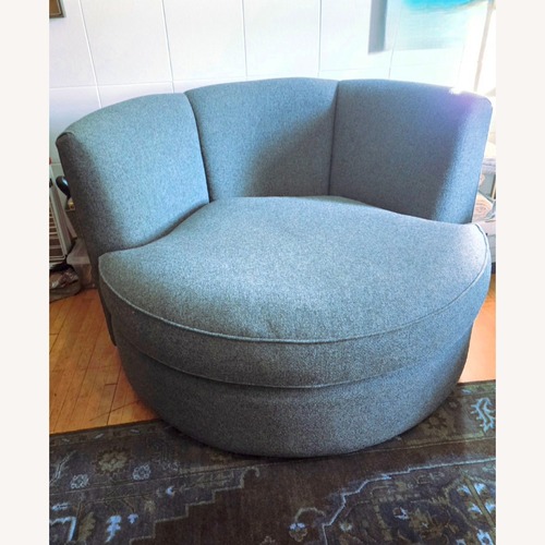 Used Room & Board Eos Swivel Chair Blue Fabric Chair and a Half for sale on AptDeco