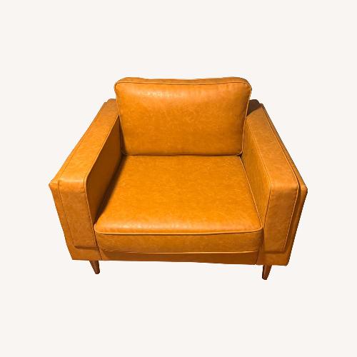 Used Albany Park Light Brown Faux Leather Armchair for sale on AptDeco