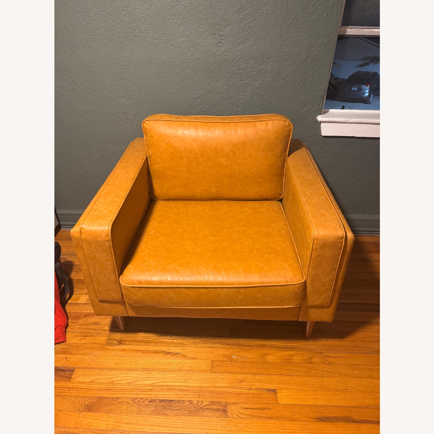 Albany Park Light Brown Faux Leather Armchair - image-1