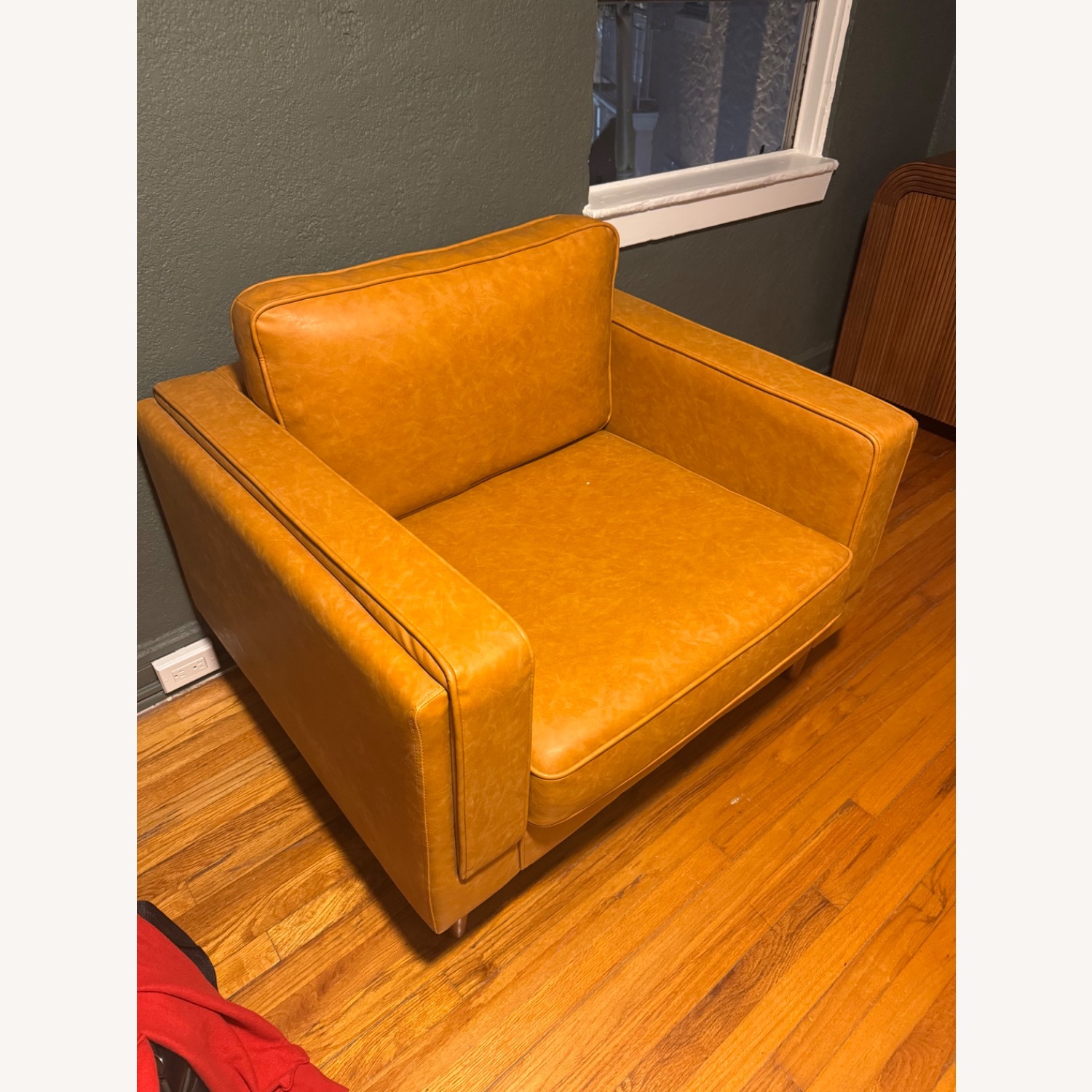 Albany Park Light Brown Faux Leather Armchair - image-2