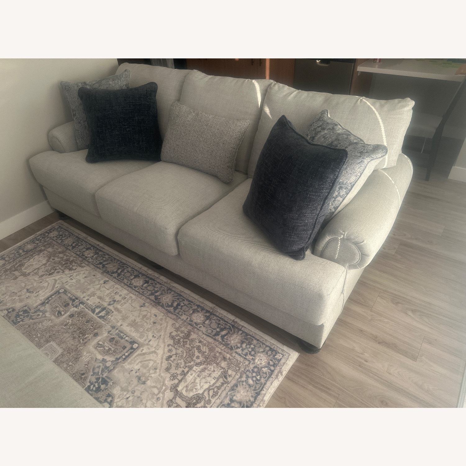 Ashley Furniture Light Gray Fabric 3+ Seater Sofa - image-2