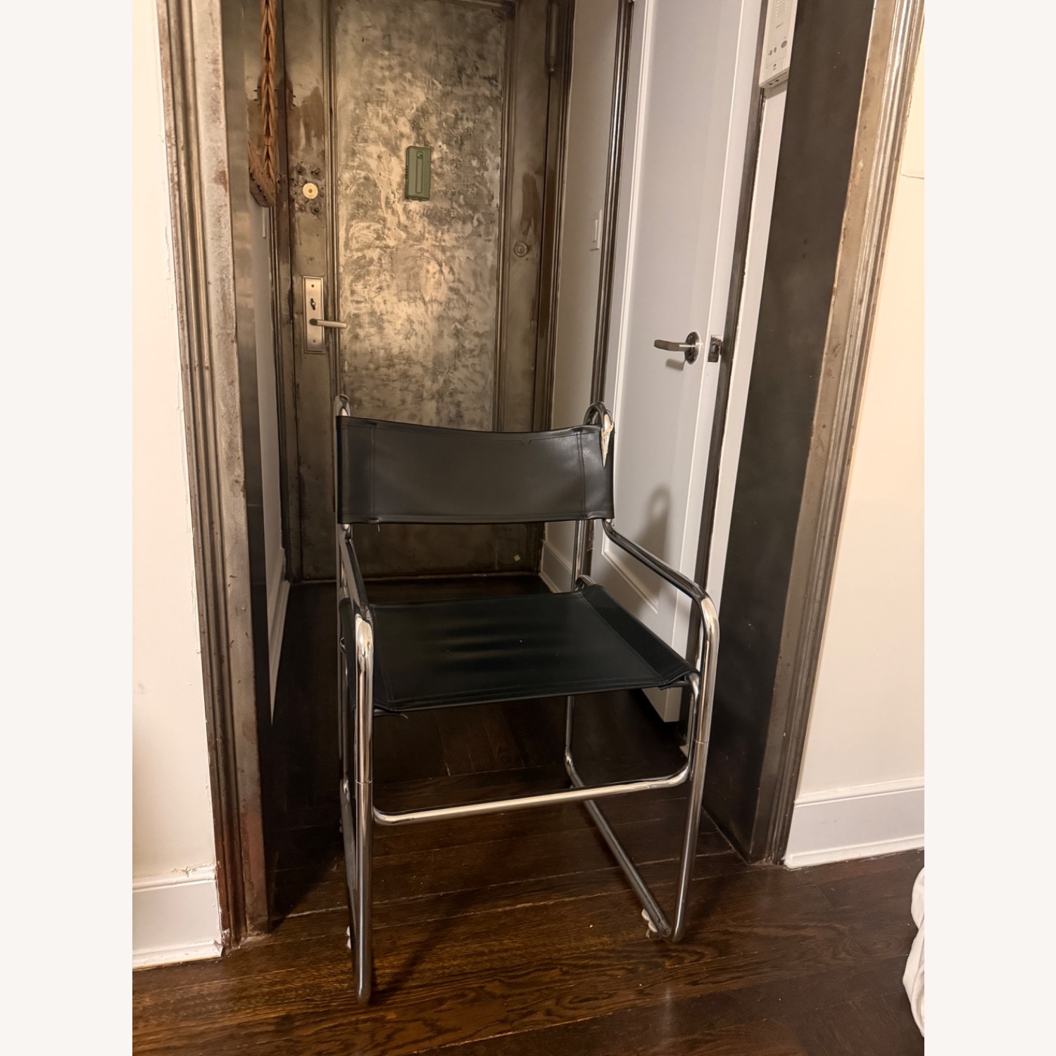 Vintage/Antique Black Leather Accent Chair - image-1