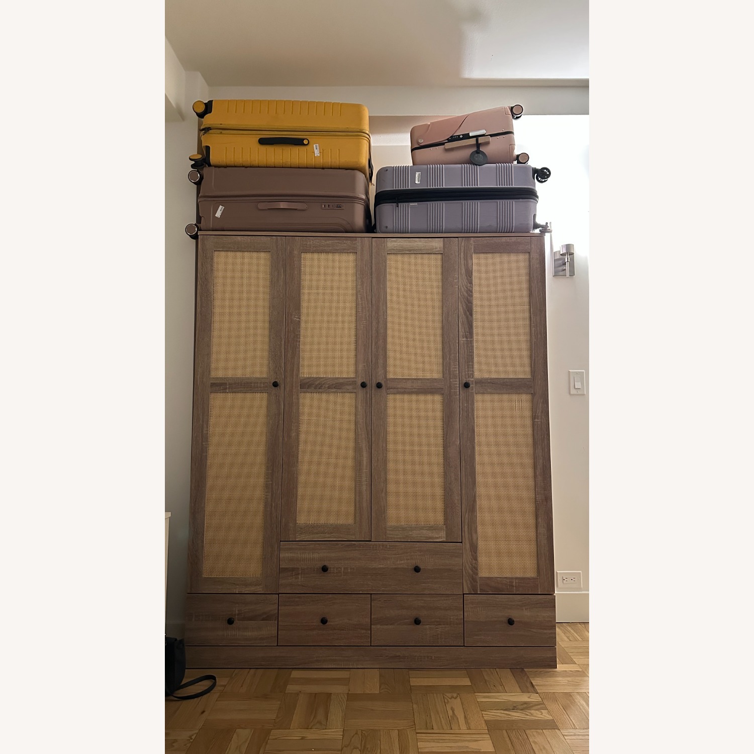 Wayfair Gracie Oaks Light Brown Wood Armoire - image-3