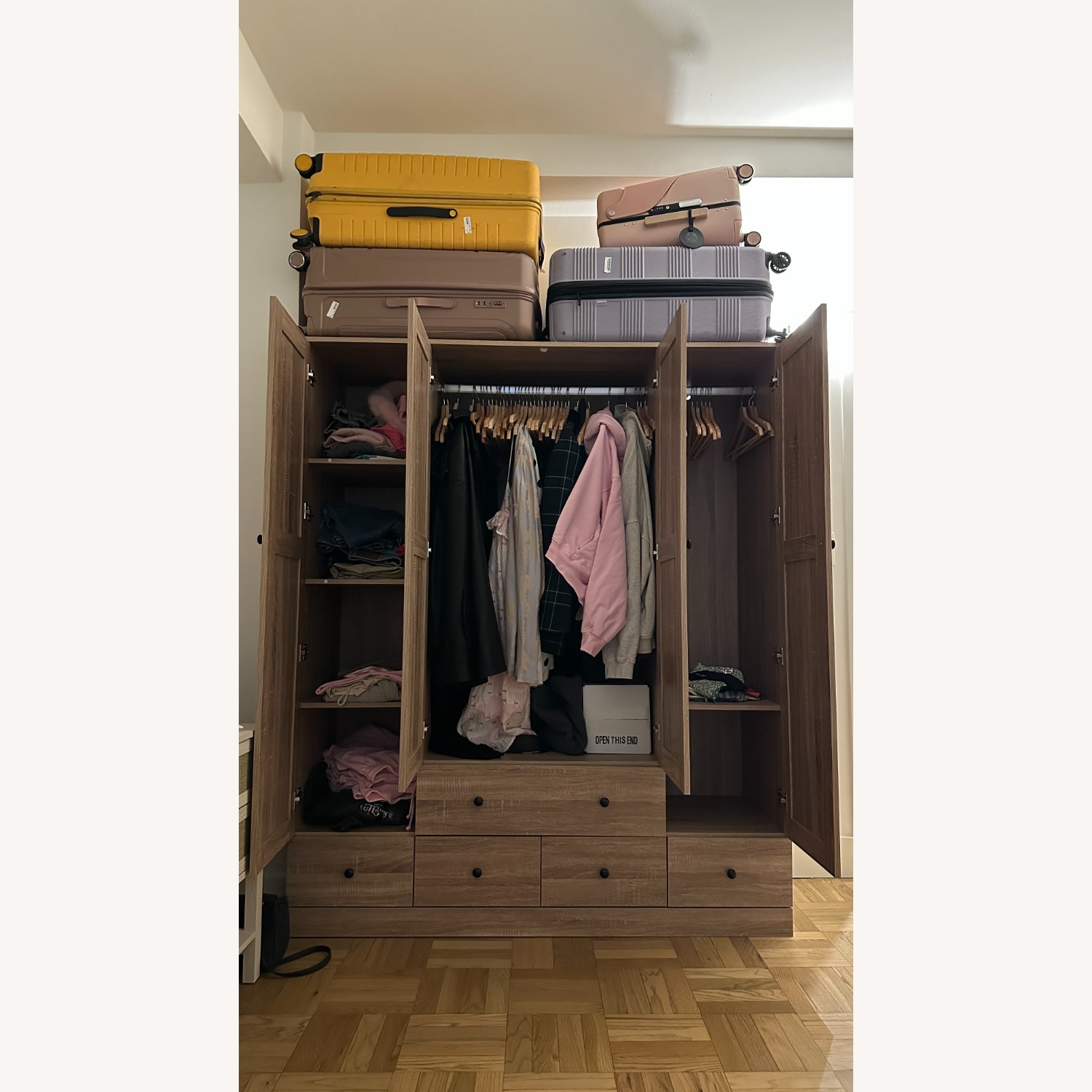 Wayfair Gracie Oaks Light Brown Wood Armoire - image-4