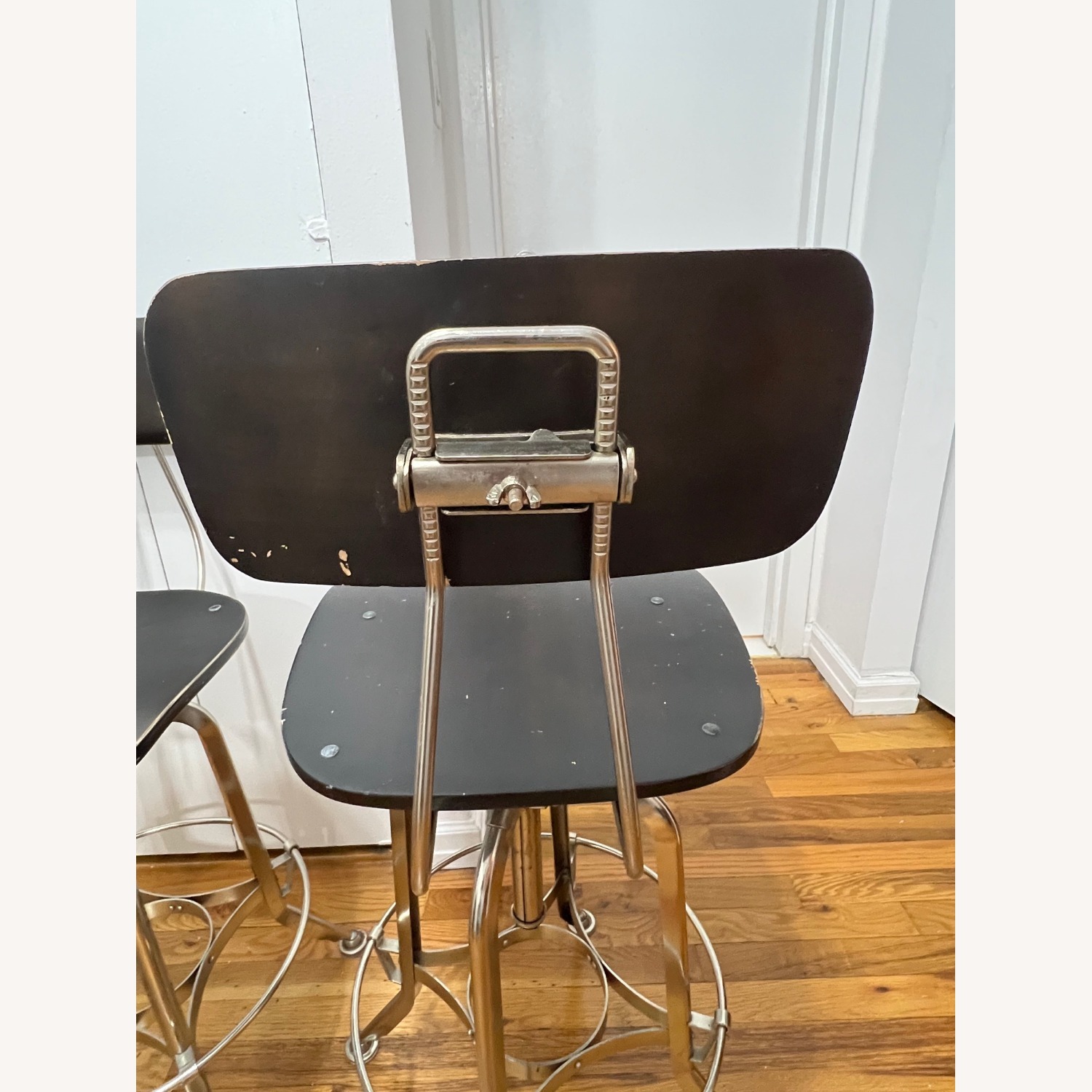 Restoration Hardware Dark Brown Wood Stools - image-9