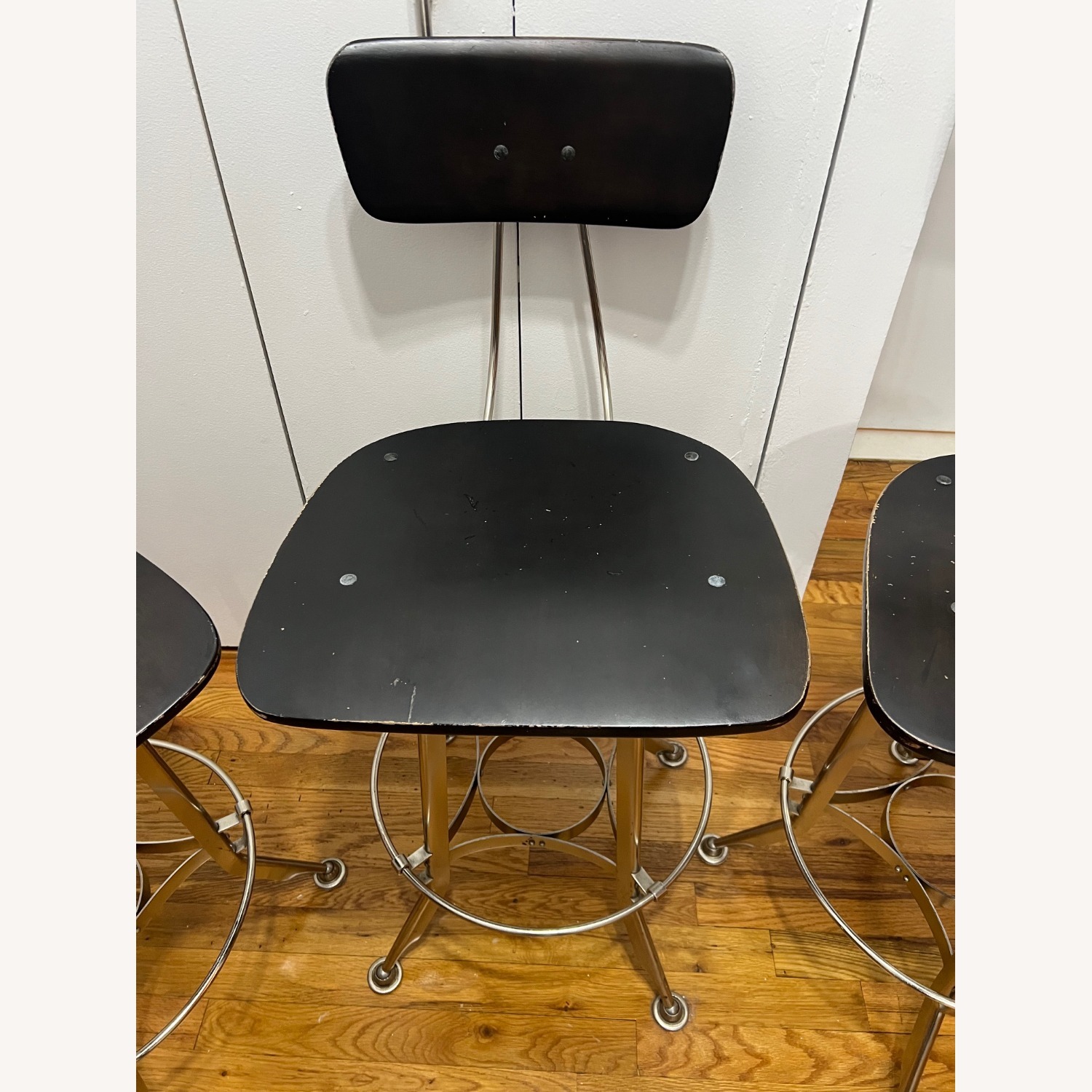 Restoration Hardware Dark Brown Wood Stools - image-7