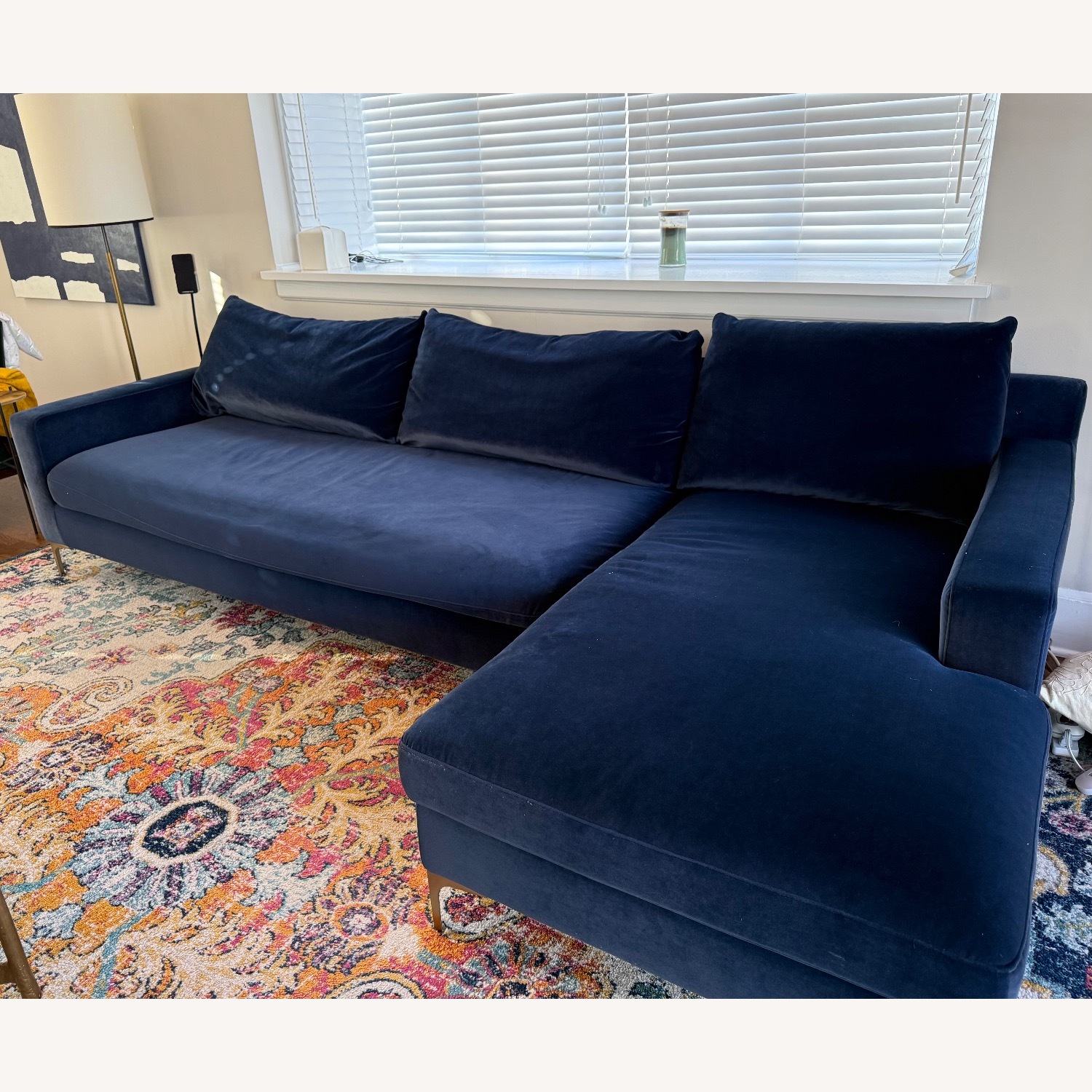 Interior Define Navy Velvet 2 Piece Sectional - image-1