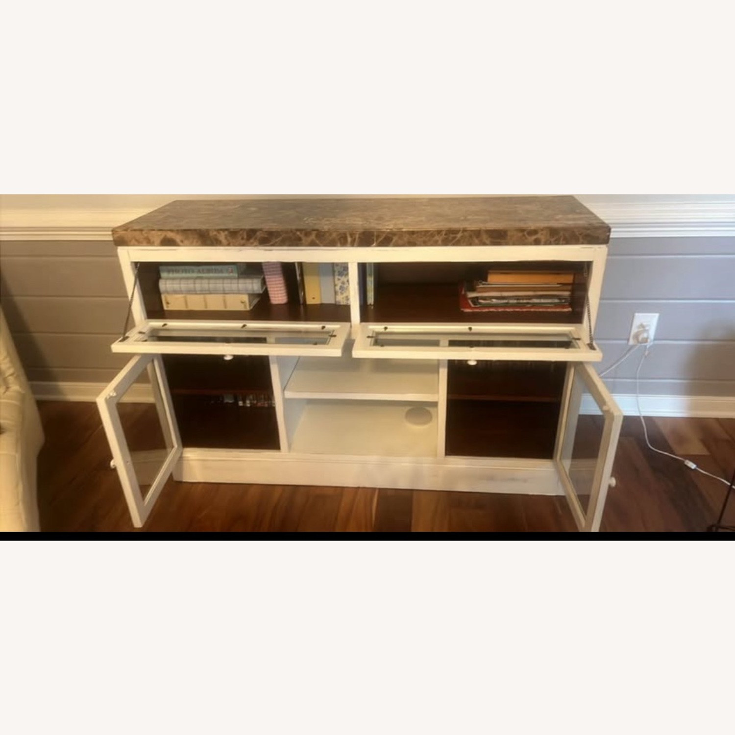 Vintage/Antique White Wood Sideboard - image-3