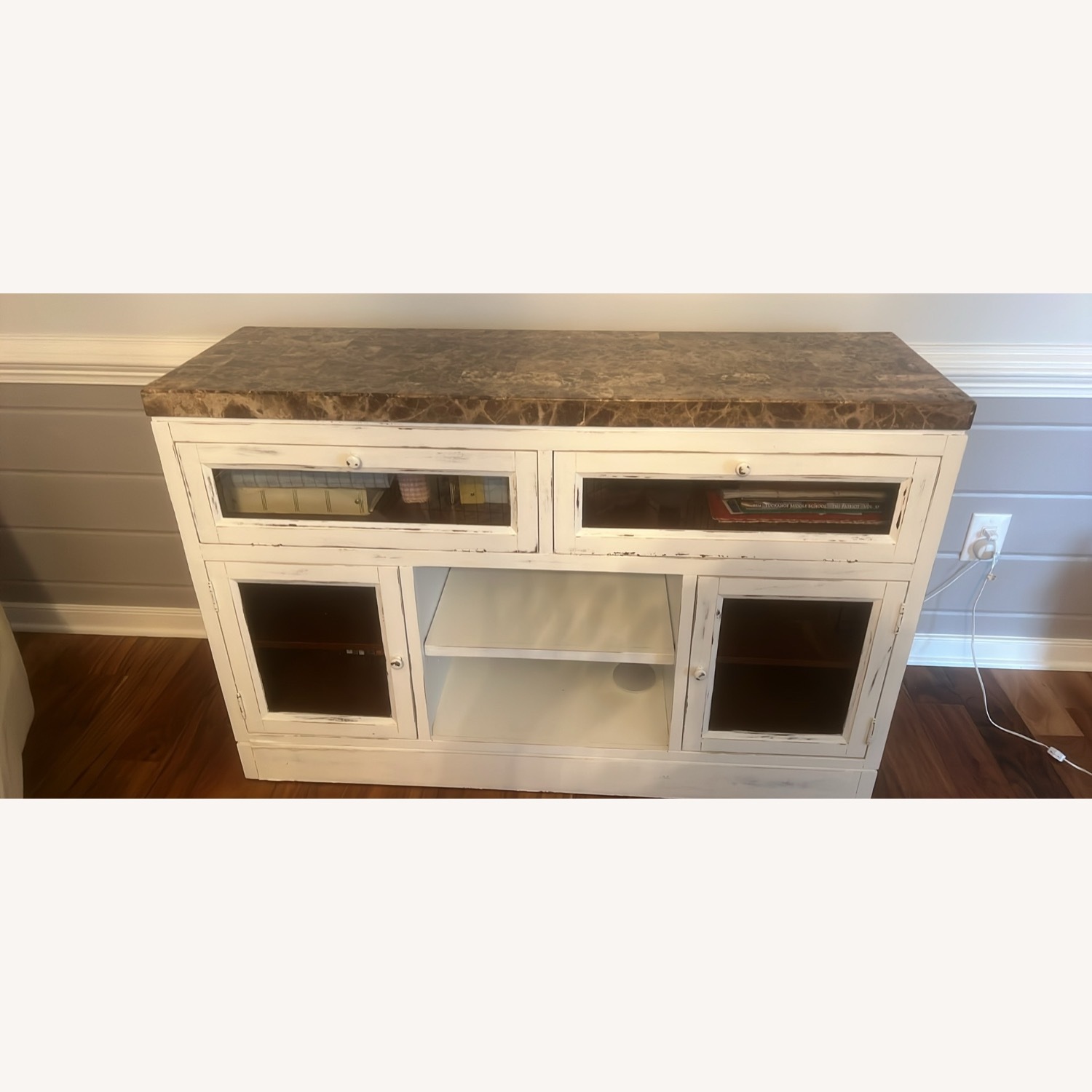 Vintage/Antique White Wood Sideboard - image-1