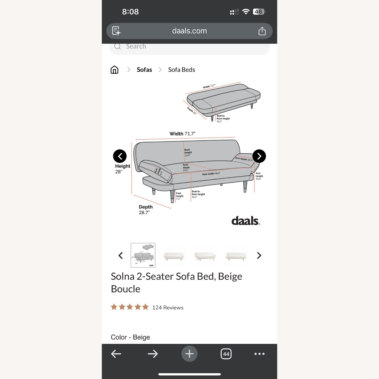 Daals Solna 2-Seater Sofa Bed Beige Boucle - image-4