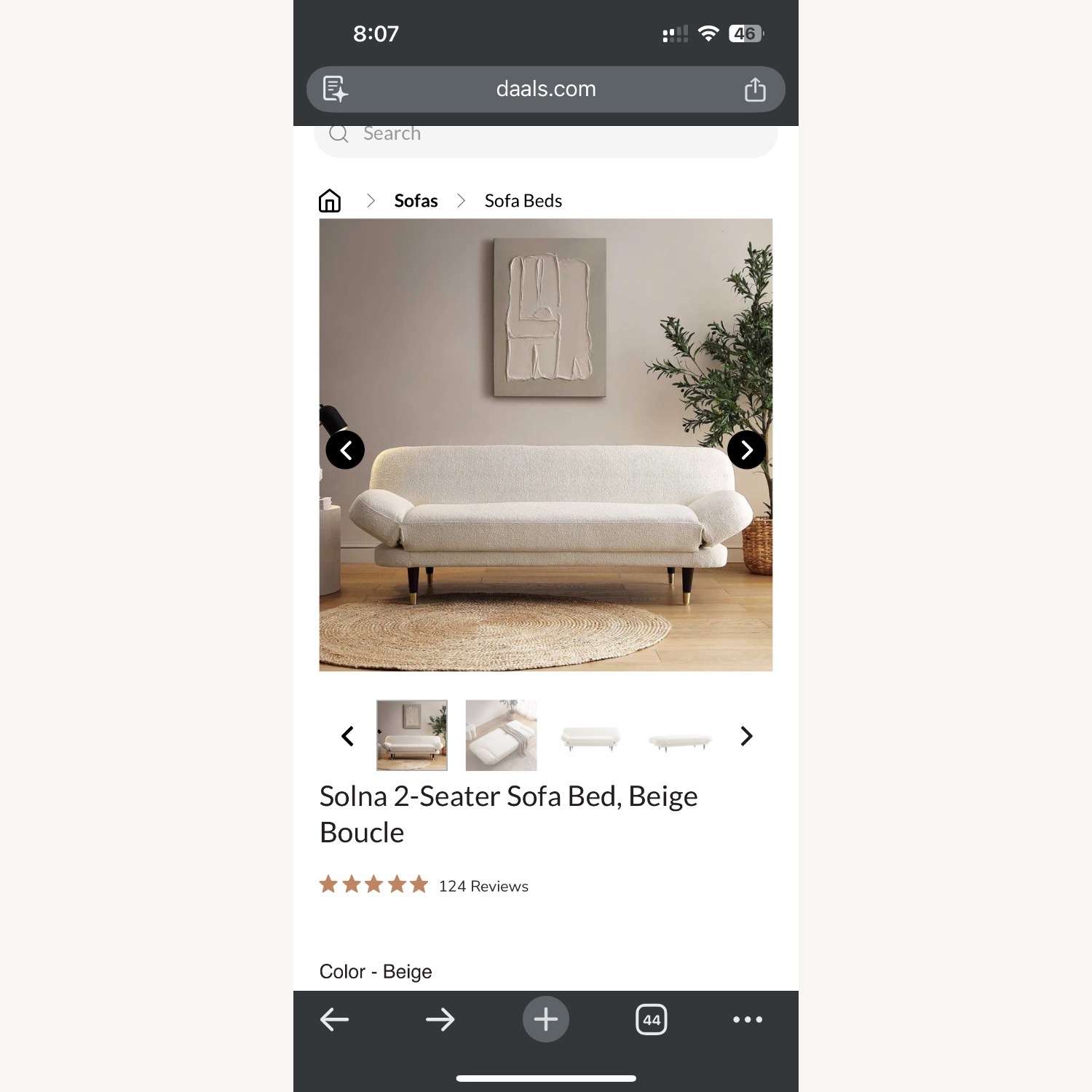 Daals Solna 2-Seater Sofa Bed Beige Boucle - image-1