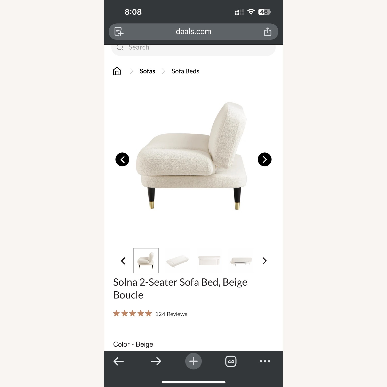 Daals Solna 2-Seater Sofa Bed Beige Boucle - image-2