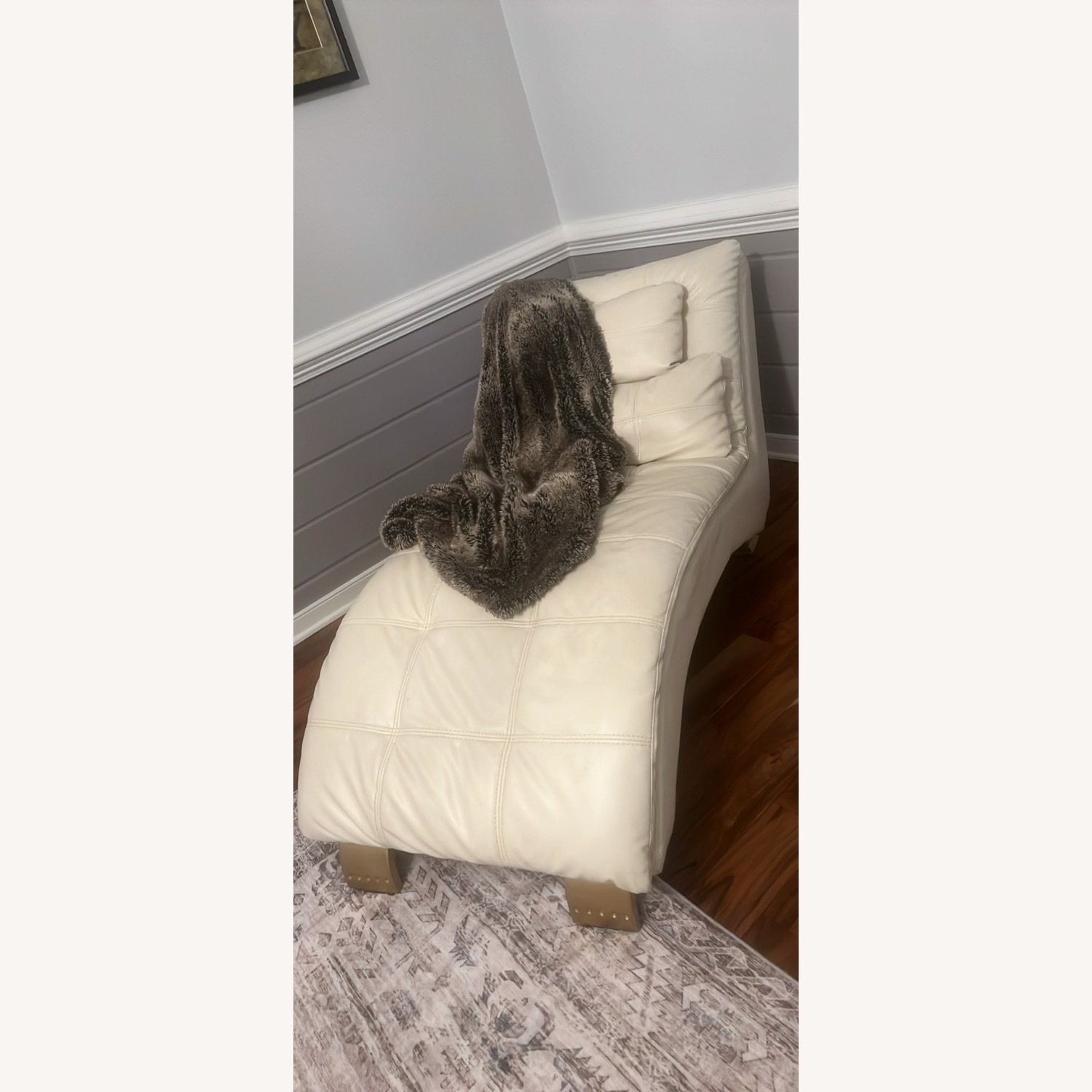 Natural Faux Leather Accent Chair - image-5