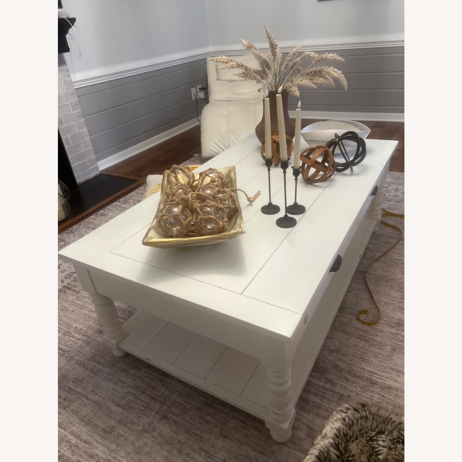 White Wood Coffee Table - image-1