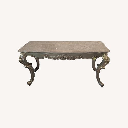 Used Marbled Console Table Antique Gold for sale on AptDeco