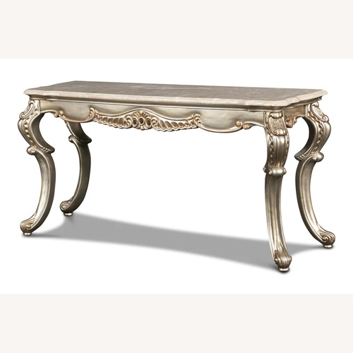 Used Marbled Console Table Antique Gold for sale on AptDeco