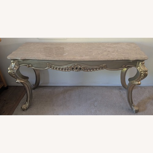 Used Marbled Console Table Antique Gold for sale on AptDeco