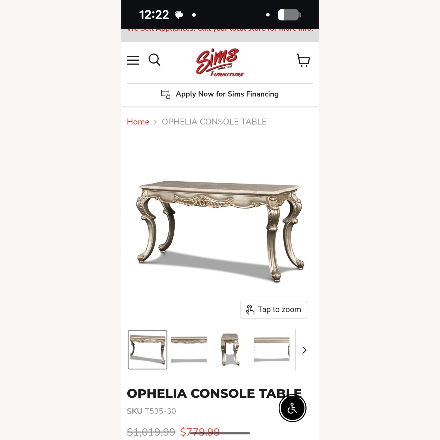 Marbled Console Table Antique Gold - image-9