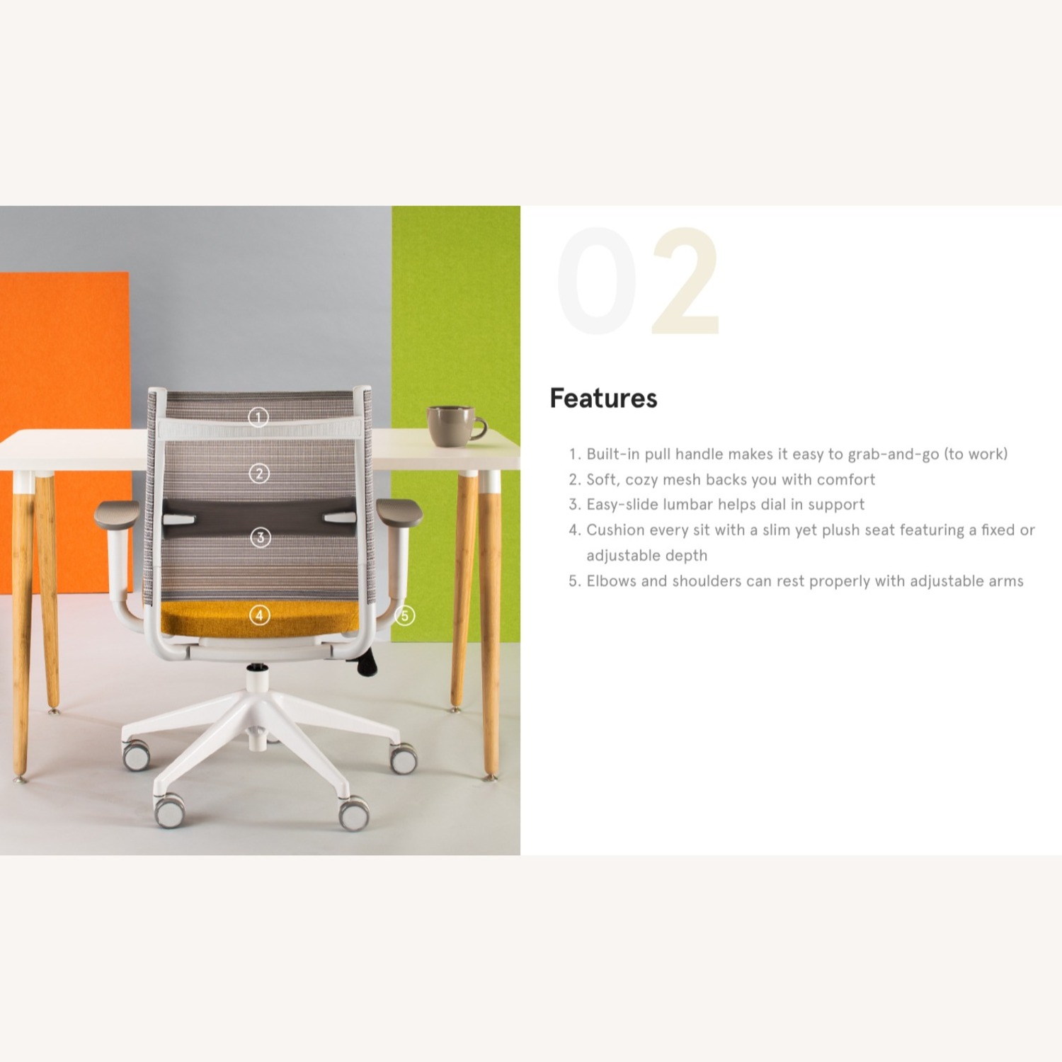 Sitonit Wit White Fabric Office Chair - image-3