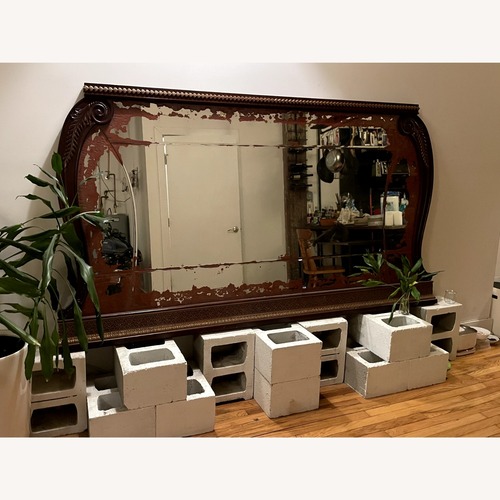 Used Vintage/Antique Dark Brown Wood Wall Mirror for sale on AptDeco
