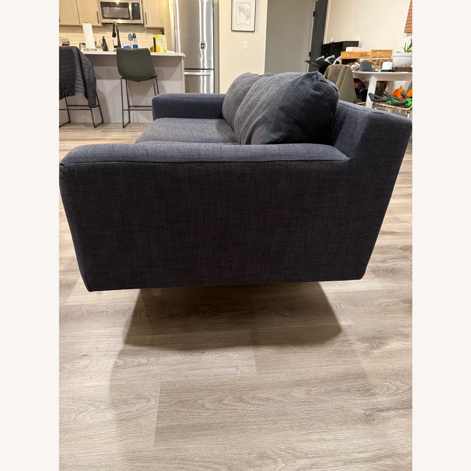 West Elm Blue Fabric 2 Seater Sofa - image-3