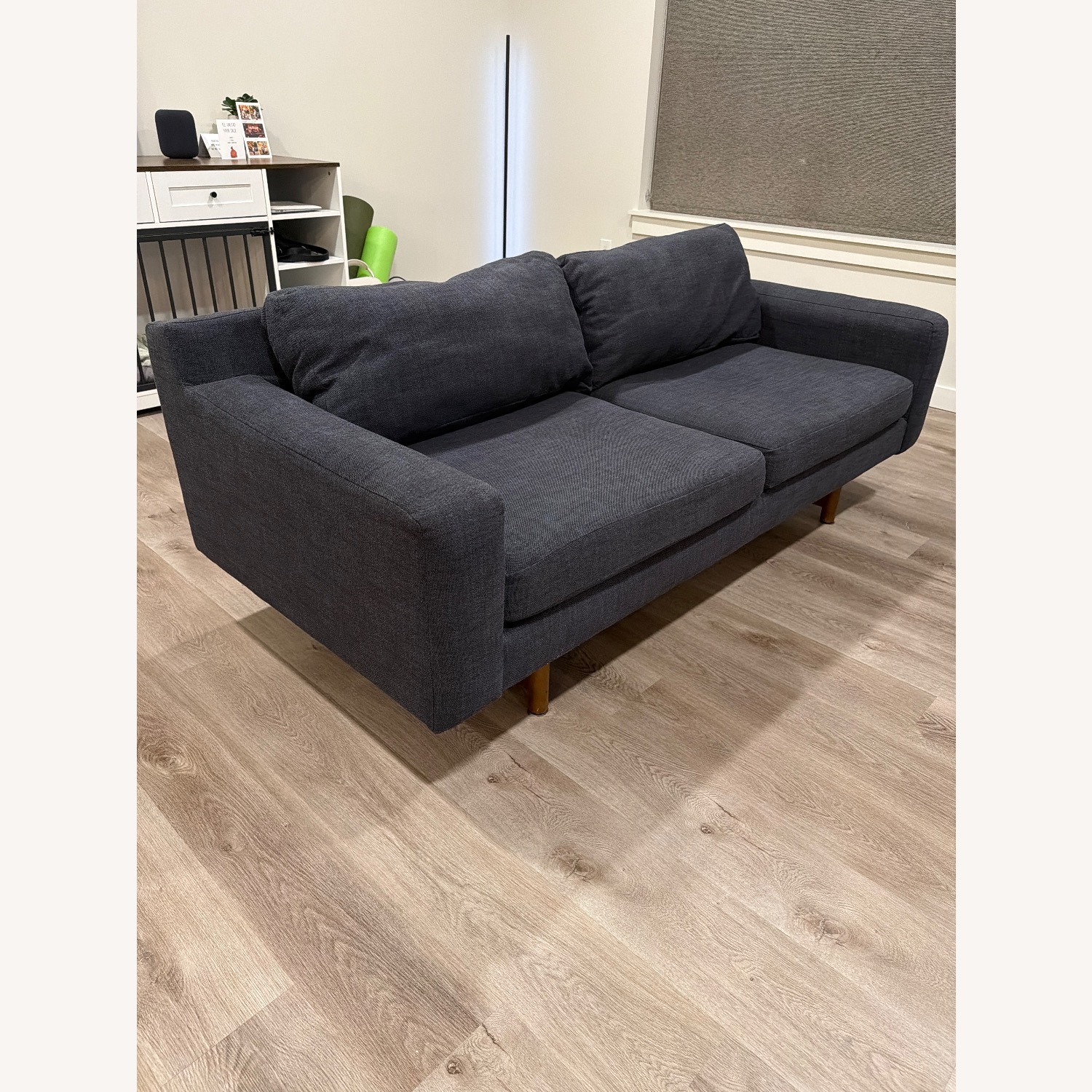 West Elm Blue Fabric 2 Seater Sofa - image-1