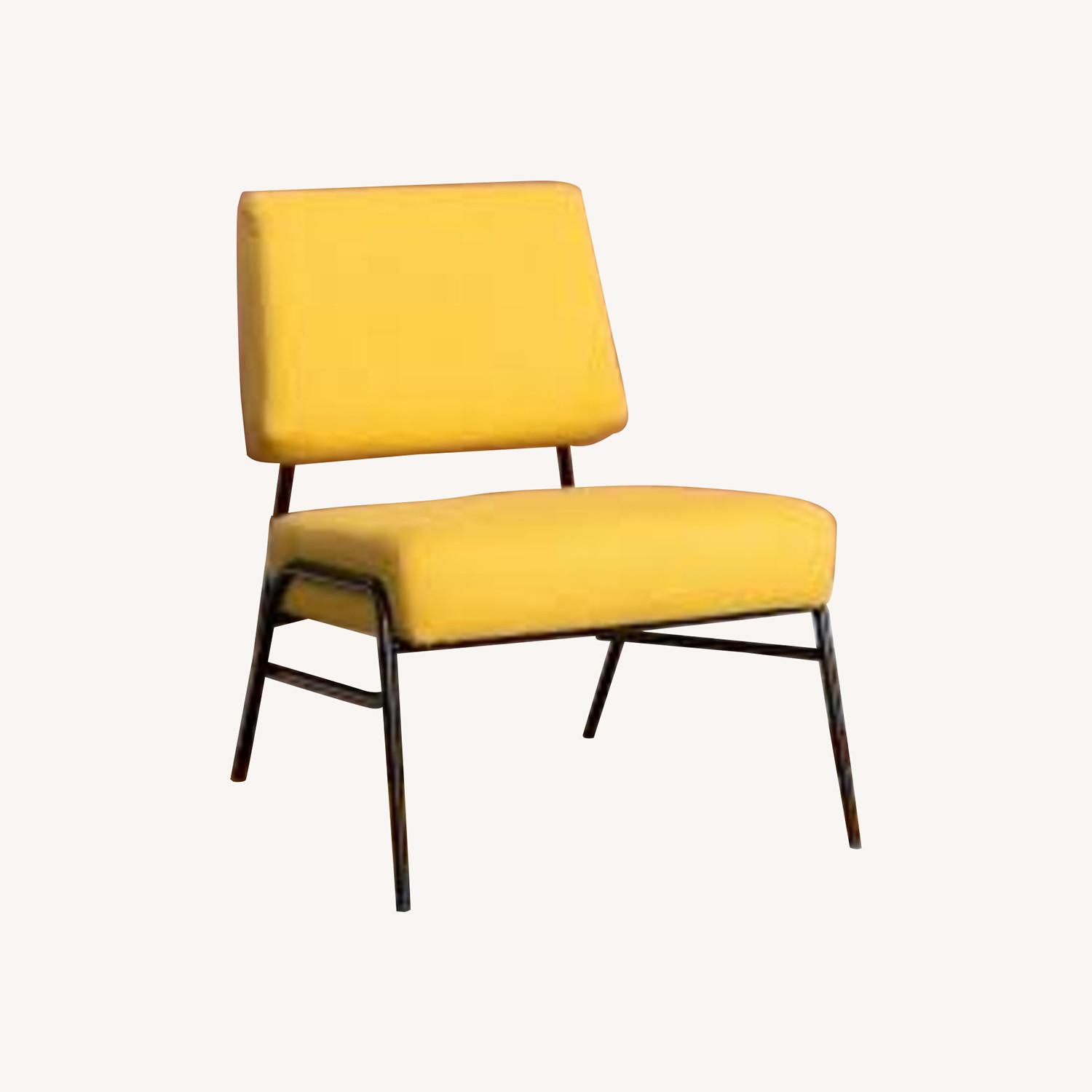 West Elm Yellow Fabric Accent Chair - image-0