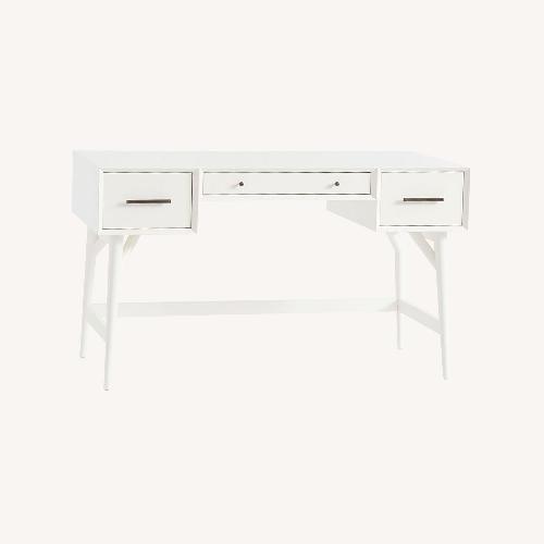 Used West Elm Mid Century White Wood Desk for sale on AptDeco