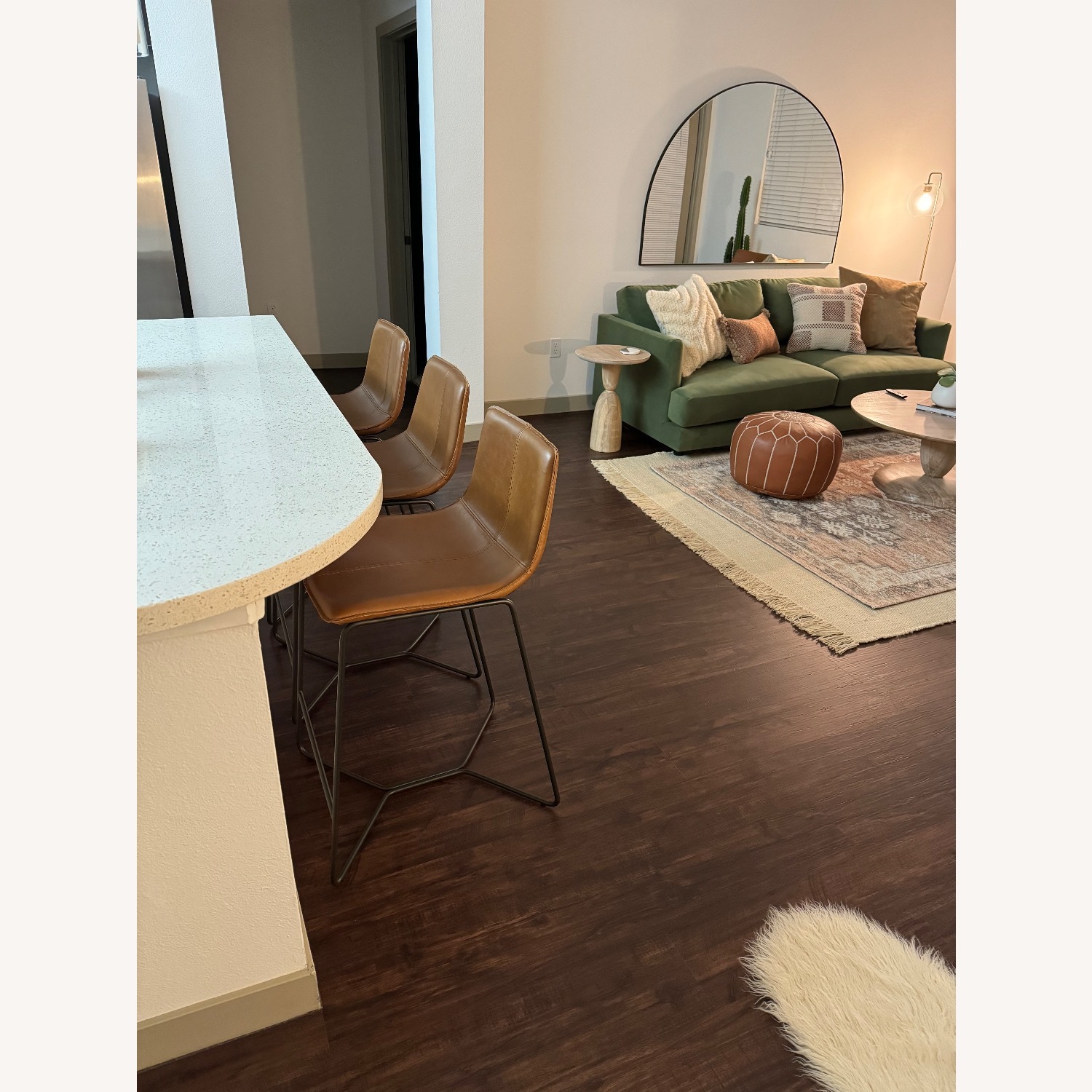 West Elm Dark Brown Leather Stools - image-1