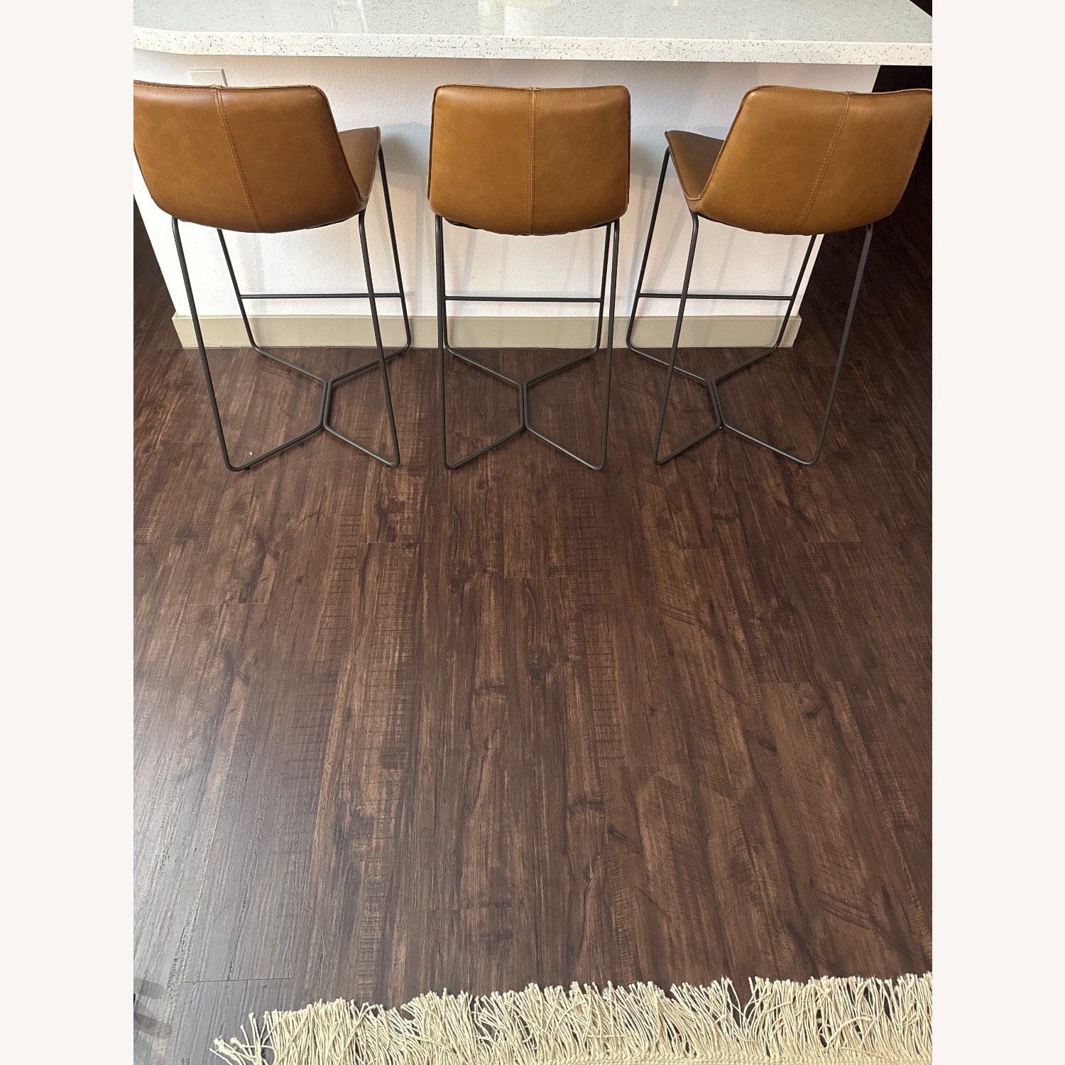 West Elm Dark Brown Leather Stools - image-2