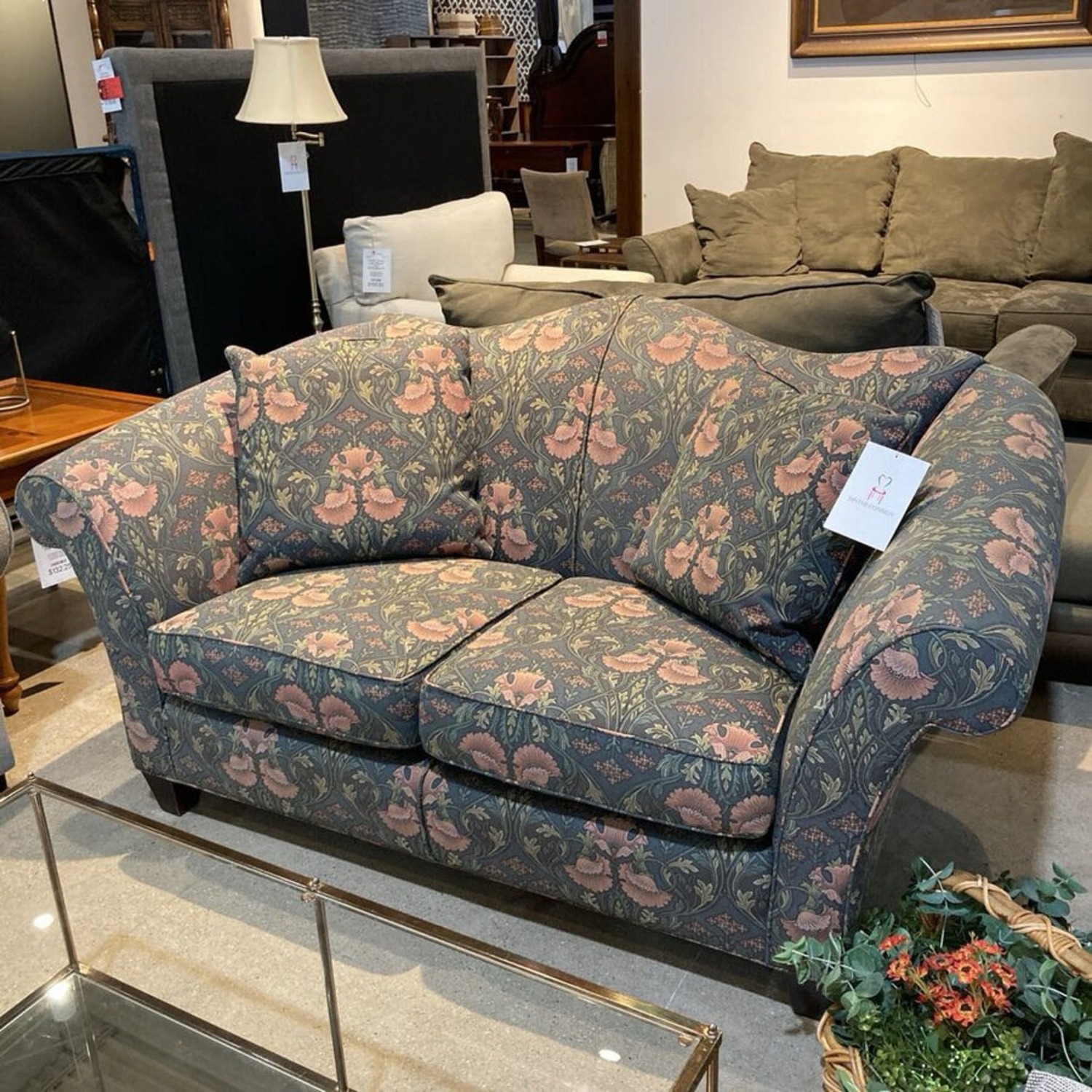 Upholstered Floral Fabric Two-Seat Loveseat - image-2