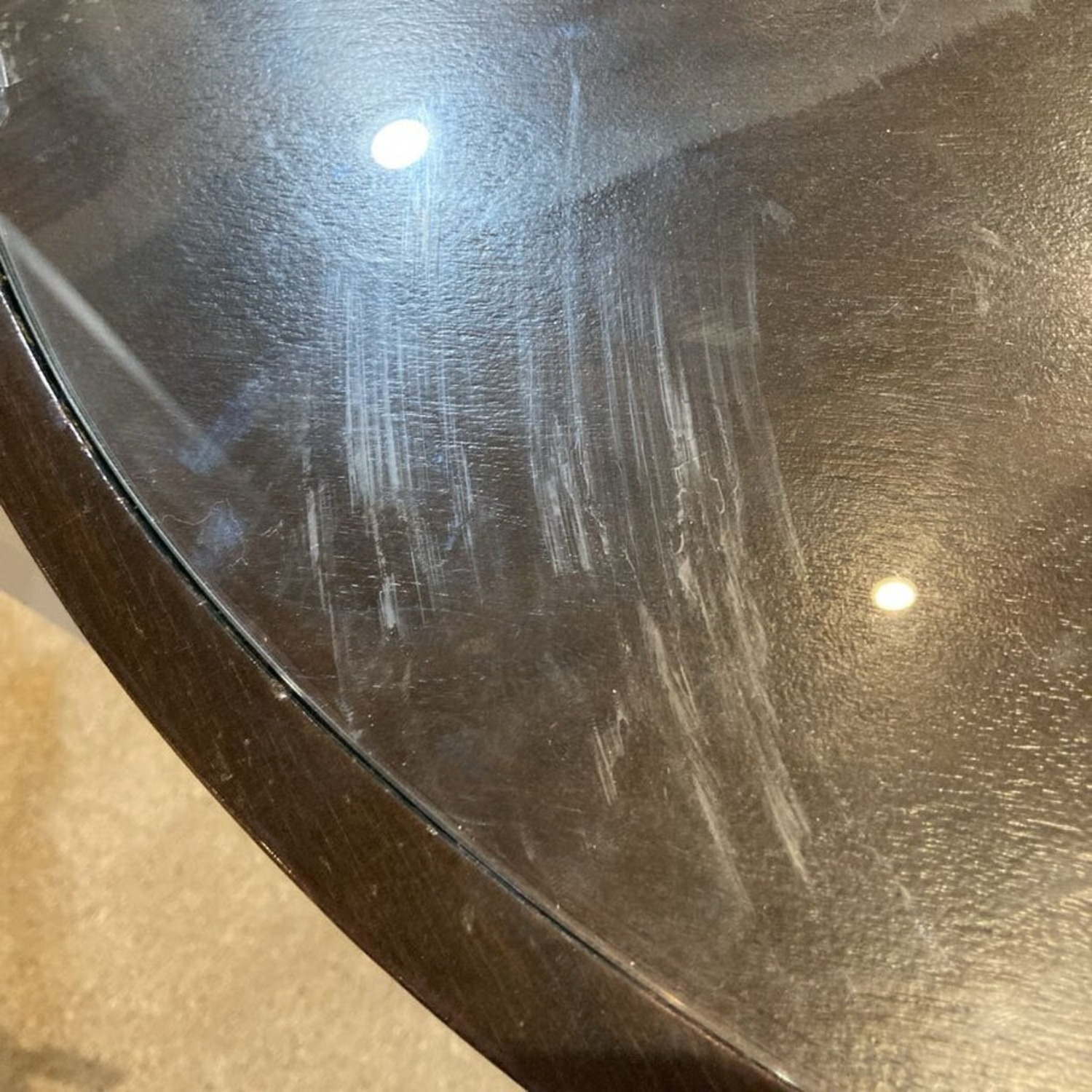 Round Wood & Glass Foyer Table - image-6