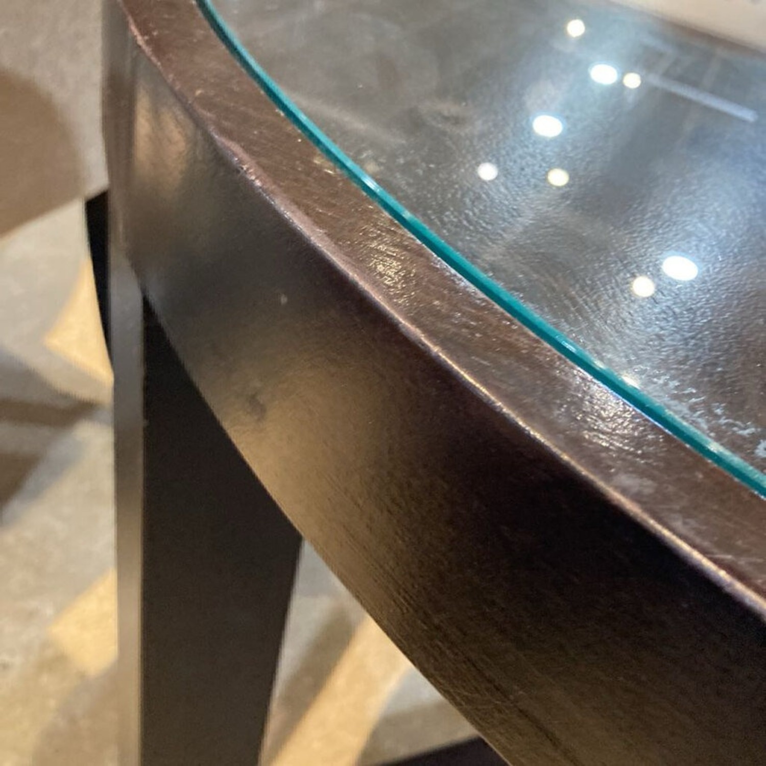 Round Wood & Glass Foyer Table - image-8