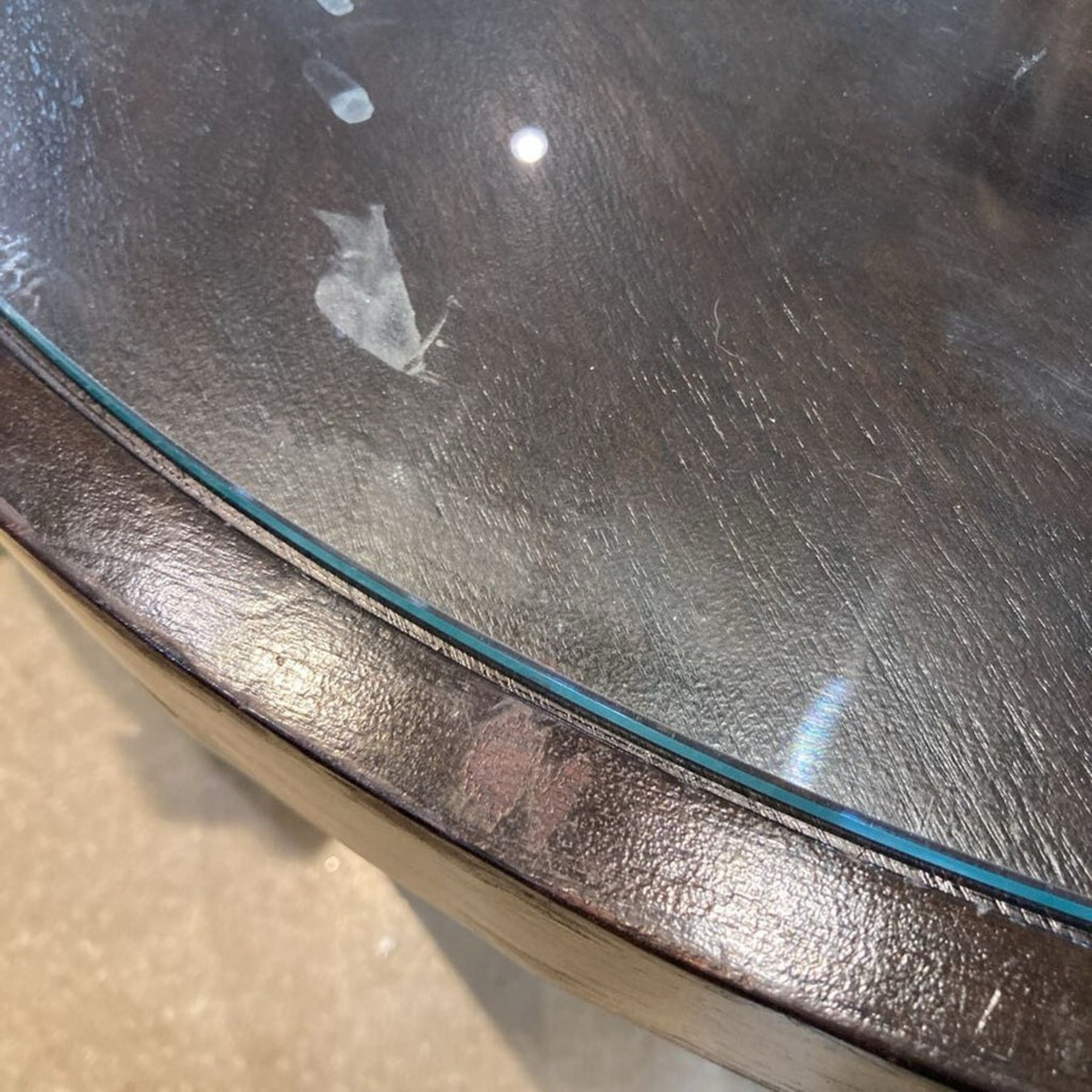 Round Wood & Glass Foyer Table - image-7