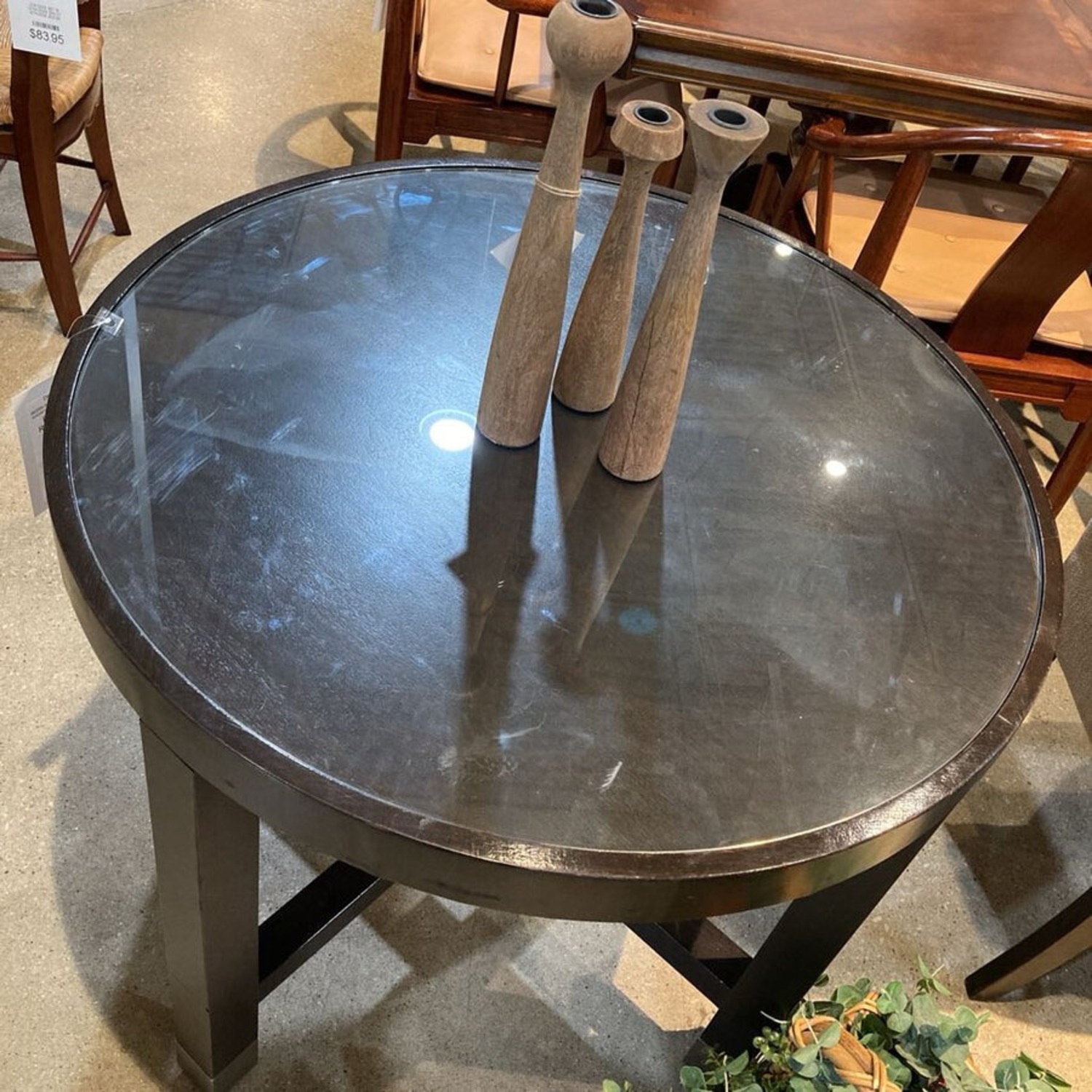 Round Wood & Glass Foyer Table - image-3