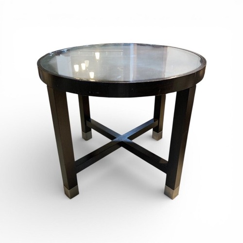 Used Round Wood & Glass Foyer Table for sale on AptDeco