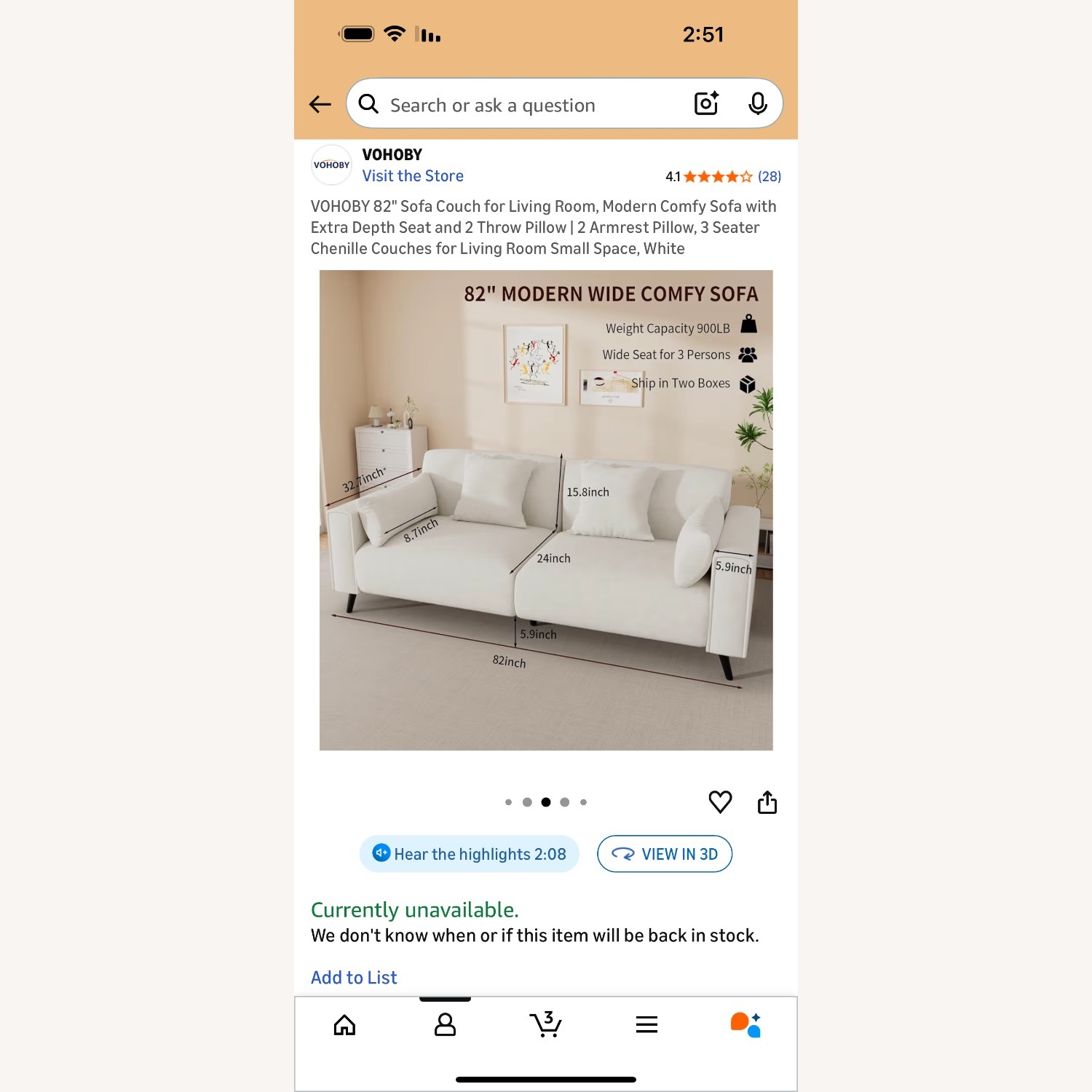 VOHOBY 82" Sofa Couch - image-2