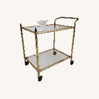 Mid Century Brass Bamboo Bar Cart