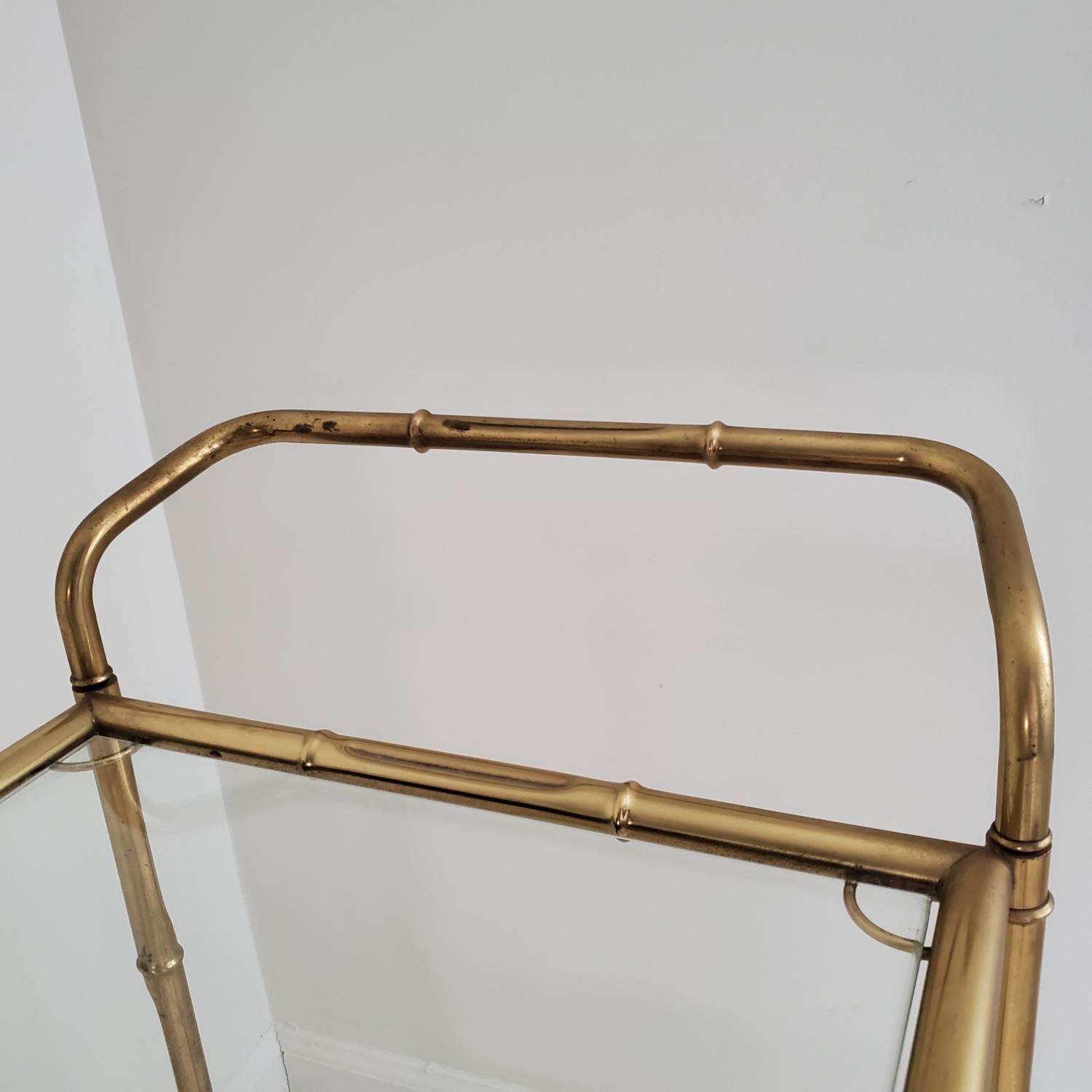 Mid Century Brass Bamboo Bar Cart - image-6