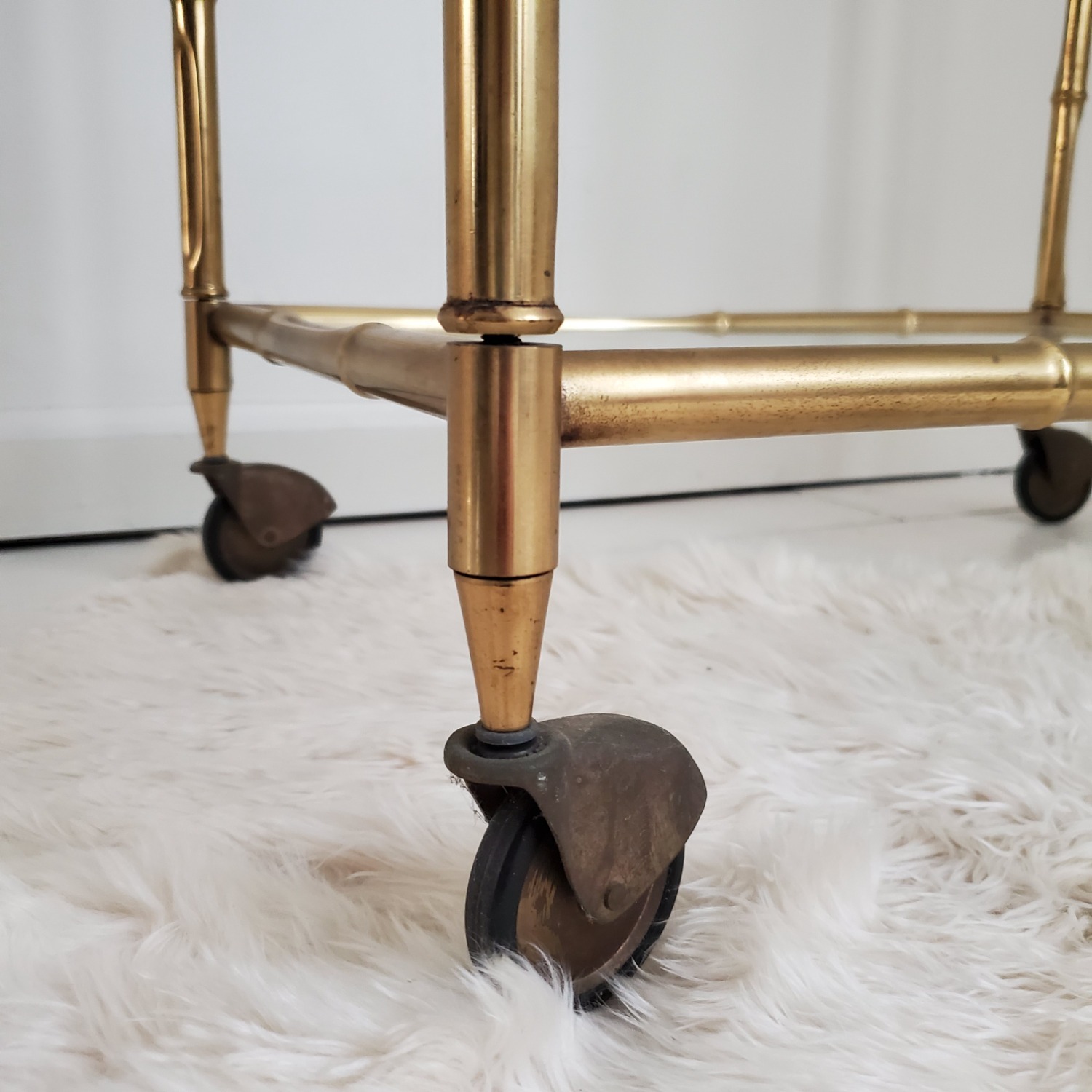 Mid Century Brass Bamboo Bar Cart - image-4