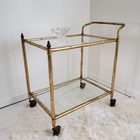 Mid Century Brass Bamboo Bar Cart